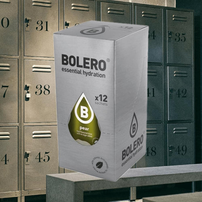 Bolero Bebida Instantánea Sabor Pera, Pack de 12x9g. Un refresco sin azúcar, sin gluten y con Stevia, enriquecido con Vitamina C. Apto para diabéticos, celíacos y dietas keto. Bolero - extra