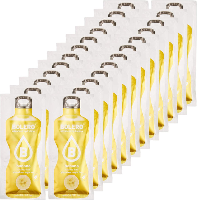 Bolero Bebida Instantánea Sabor Plátano, Caja de 24x9g. Preparado en polvo sin azúcar con Stevia y Vitamina C, un refresco saludable y bajo en calorías para una hidratación total. Bolero - zoom