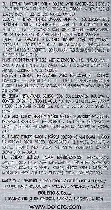 Bolero Bebida Instantánea Sabor Plátano y Fresa, Caja de 24x9g. Preparado en polvo sin azúcar, con Stevia y Vitamina C para una hidratación saludable, baja en calorías y llena de sabor. Bolero - uso