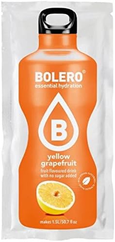 Bolero Bebida Instantánea Sabor Pomelo Amarillo, Caja de 24x9g. Un refresco en polvo sin azúcar, bajo en calorías y con Stevia para una hidratación saludable y llena de sabor. Bolero - frontal