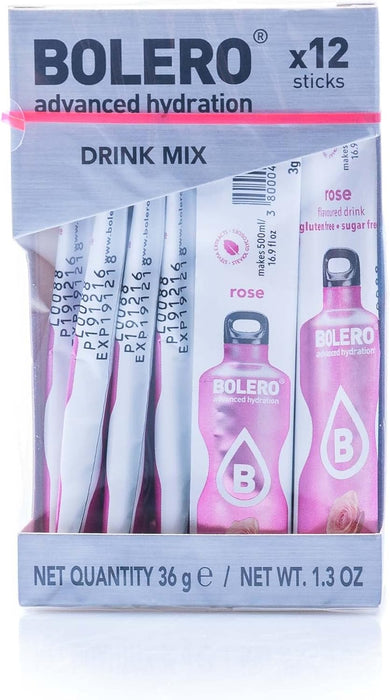 Bolero Bebida Instantánea Sabor Rosa, Caja de 24x9g. Un refresco en polvo sin azúcar, bajo en calorías y con Stevia para una hidratación óptima con un delicado toque floral. Bolero - detalle