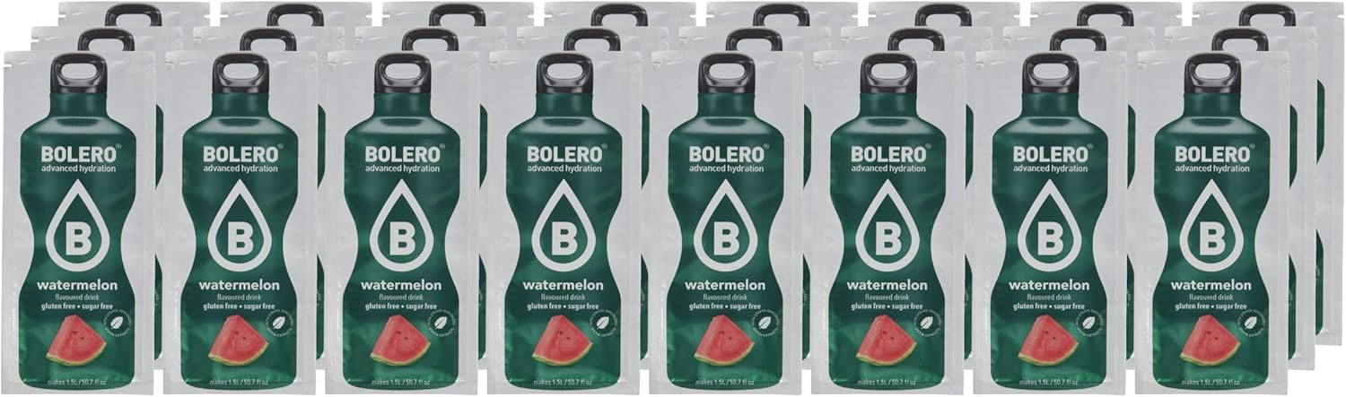 Bolero Bebida Instantánea Sabor Sandía, Caja de 24x9g. Preparado en polvo sin azúcar con Stevia y Vitamina C, un refresco saludable y bajo en calorías para una hidratación total. Bolero - ingredientes