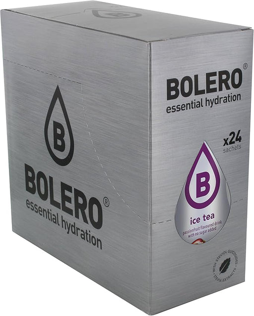 Bolero Bebida Instantánea Sabor Té con Maracuyá, Pack de 24 sobres de 8g. Refresco saludable sin azúcar, bajo en calorías y carbohidratos, enriquecido con Vitamina C y Stevia. Bolero - frontal