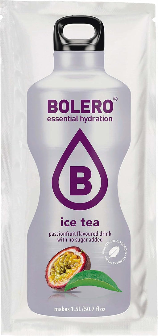 Bolero Bebida Instantánea Sabor Té con Maracuyá, Pack de 24 sobres de 8g. Refresco saludable sin azúcar, bajo en calorías y carbohidratos, enriquecido con Vitamina C y Stevia. Bolero - pack