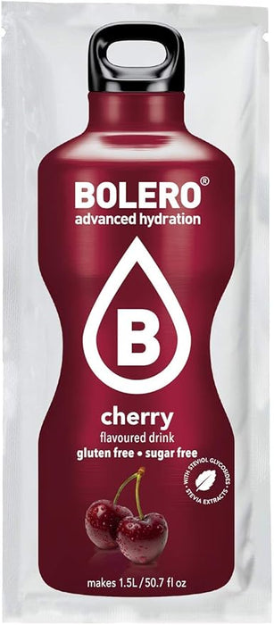 Bolero Bebida Instantánea Sin Azúcar, Sabor Cereza, Pack de 12x9g. Un refresco en polvo bajo en calorías y carbohidratos, con Stevia y Vitamina C. Bolero - frontal