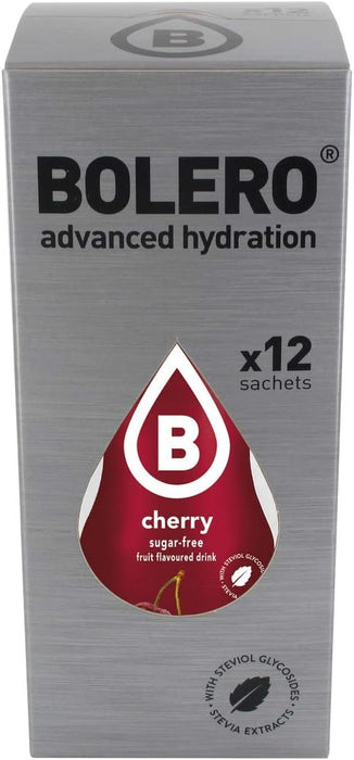 Bolero Bebida Instantánea Sin Azúcar, Sabor Cereza, Pack de 12x9g. Un refresco en polvo bajo en calorías y carbohidratos, con Stevia y Vitamina C. Bolero - ingredientes