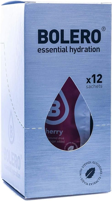 Bolero Bebida Instantánea Sin Azúcar, Sabor Cereza, Pack de 12x9g. Un refresco en polvo bajo en calorías y carbohidratos, con Stevia y Vitamina C. Bolero - uso
