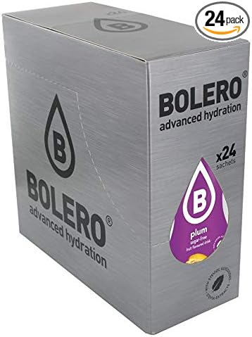 Bolero Bebida Instantánea Sin Azúcar, Sabor Ciruela, Pack de 24x9g. Un refresco en polvo bajo en calorías y carbohidratos, con Stevia y Vitamina C. Bolero - frontal