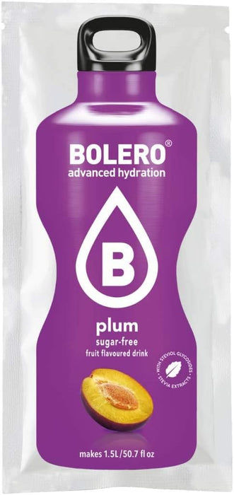 Bolero Bebida Instantánea Sin Azúcar, Sabor Ciruela, Pack de 24x9g. Un refresco en polvo bajo en calorías y carbohidratos, con Stevia y Vitamina C. Bolero - pack