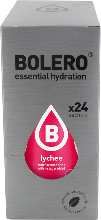 Bolero Bebida Instantánea Sin Azúcar, Sabor Lichi, Pack de 24x9g. Un refresco en polvo bajo en calorías y carbohidratos, con Stevia y Vitamina C. Bolero - detalle