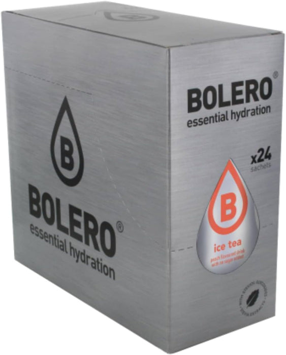 Bolero Bebida Instantánea Té Helado Sabor Melocotón, Caja de 24x8g. Refresco en polvo sin azúcar, endulzado con Stevia y con Vitamina C, ideal para diabéticos y dietas saludables. Bolero - lateral