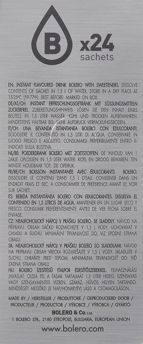 Bolero Bebida Instantánea Té Helado Sabor Melocotón, Caja de 24x8g. Refresco en polvo sin azúcar, endulzado con Stevia y con Vitamina C, ideal para diabéticos y dietas saludables. Bolero - pack