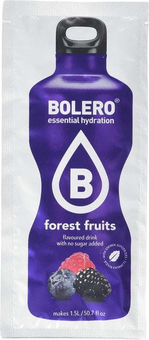 Bolero Bebida Sabor Frutas del Bosque, 12 sobres de 9g. Refresco instantáneo en polvo sin azúcar, endulzado con Stevia y con Vitamina C, bajo en calorías. Bolero - zoom