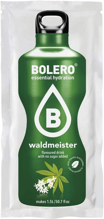 Bolero Bebida sin Azúcar sabor Aspérula, pack de 24 sobres de 9g. Refresco instantáneo bajo en calorías y carbohidratos, endulzado con Stevia y con Vitamina C añadida. Bolero - lateral