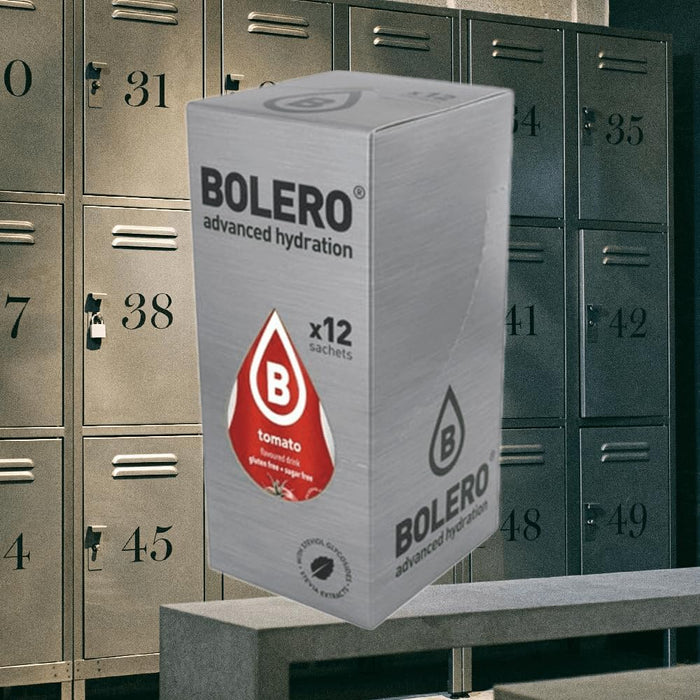 Bolero Classic Sabor Tomate, pack de 12 sobres de 9g. Bebida en polvo sin azúcar para un refresco salado y bajo en calorías, ideal como aperitivo o base para sopas. Bolero - pack