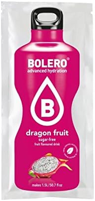 Bolero Drinks Fruta del Dragón, pack de 12 sobres de 9g. Refresco instantáneo para una hidratación avanzada, sin azúcar, con Stevia y Vitamina C. Sabor exótico y natural. Bolero - frontal