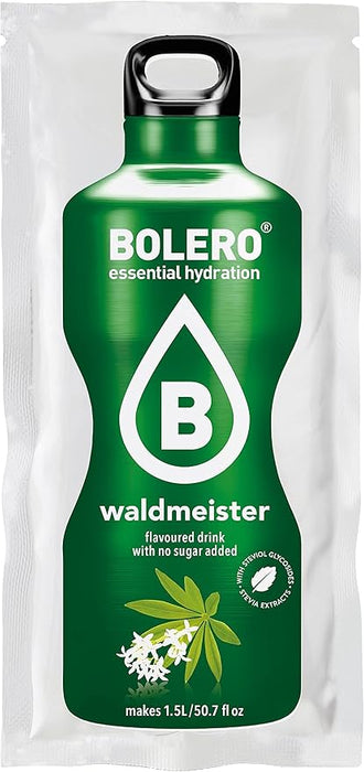 Bolero Drinks Sabor Aspérula, pack de 12 sobres de 9g. Refresco instantáneo para una hidratación avanzada sin azúcar, con Stevia y Vitamina C. Sabor herbal y natural. Bolero - frontal