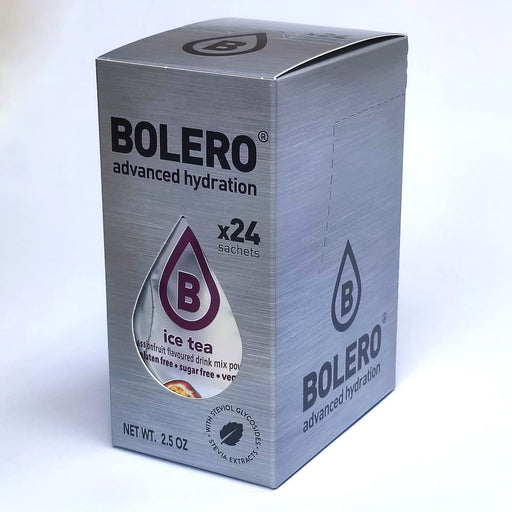 Bolero Drinks Té Helado de Maracuyá, Caja de 24 sobres de 3g. Bebida instantánea en polvo sin azúcar, endulzada con Stevia, ideal para una hidratación refrescante y saludable. Bolero - frontal