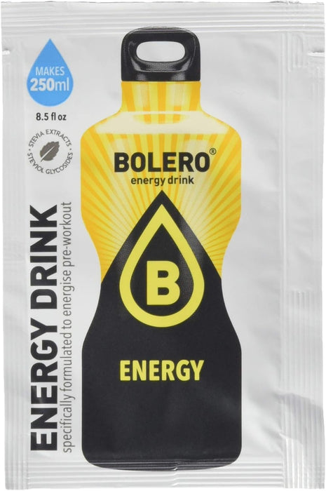 Bolero Energy Drink, Bebida Energética Sin Azúcar, Pack de 12x7g. Un preparado en polvo con Taurina, Cafeína y Vitaminas B para apoyar tu rendimiento físico y energía. Bolero - ingredientes