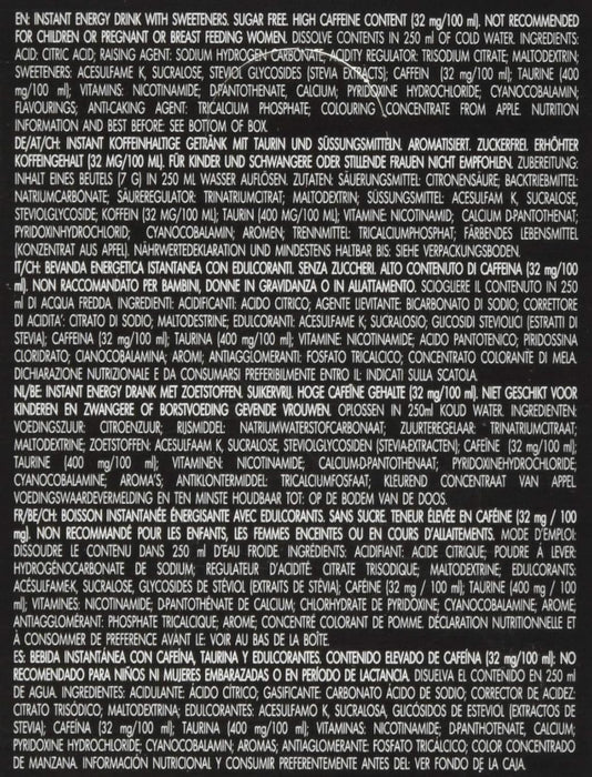 Bolero Energy Drink, Bebida Energética Sin Azúcar, Pack de 12x7g. Un preparado en polvo con Taurina, Cafeína y Vitaminas B para apoyar tu rendimiento físico y energía. Bolero - presentacion