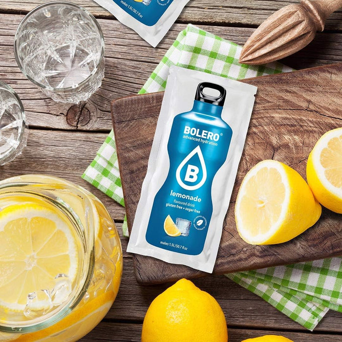 Bolero Pack Completo de 78 Sabores con Botella Cia&Co de 1.5L. Descubre todas las bebidas sin azúcar, con Stevia y Vitamina C, y llévalas contigo en tu botella reutilizable. Bolero - lateral