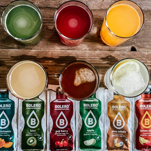 Bolero Pack Completo de 78 Sabores con Botella Cia&Co de 1.5L. Descubre todas las bebidas sin azúcar, con Stevia y Vitamina C, y llévalas contigo en tu botella reutilizable. Bolero - pack