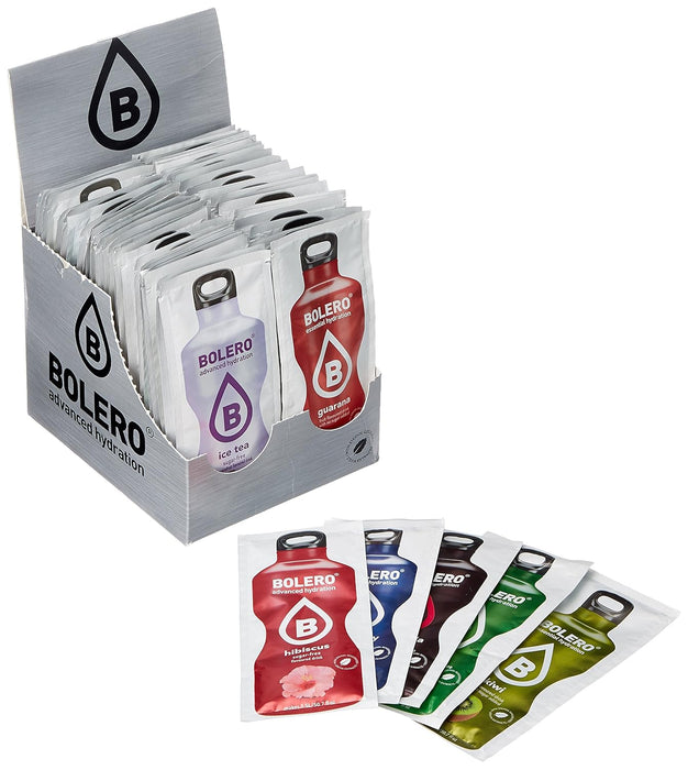Bolero Pack de 56 Sabores Surtidos para Descubrir. Disfruta de una gran variedad de bebidas instantáneas sin azúcar, con Stevia y Vitamina C. Prepara más de 84 litros. Bolero - lateral