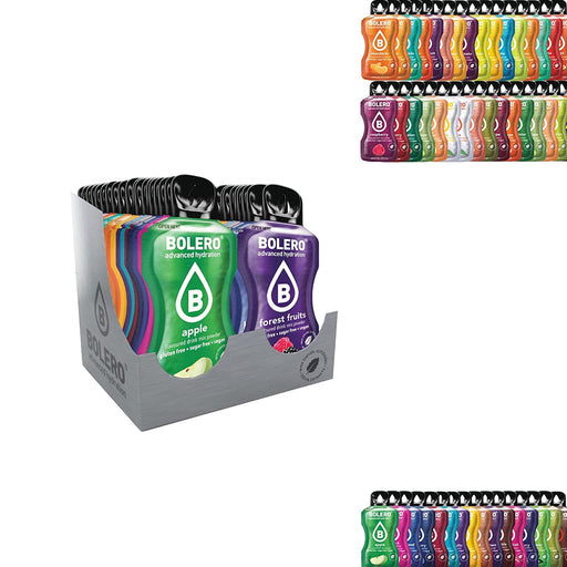 Bolero Pack de Introducción con 74 Sticks Surtidos. La mayor variedad de bebidas en polvo sin azúcar para llevar, con Stevia, Vitamina C y aptas para diabéticos y veganos. Bolero - frontal