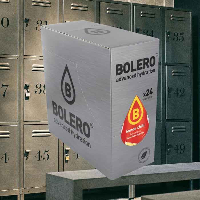 Bolero Sabor Limón y Chile, caja de 24 sobres. Una bebida instantánea sin azúcar, con Stevia y Vitamina C, para un refresco atrevido, picante y cítrico bajo en calorías. Bolero - ingredientes