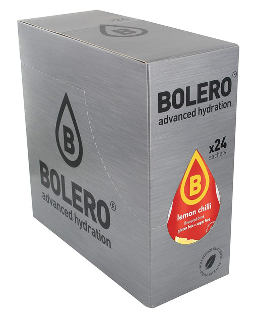 Bolero Sabor Limón y Chile, caja de 24 sobres. Una bebida instantánea sin azúcar, con Stevia y Vitamina C, para un refresco atrevido, picante y cítrico bajo en calorías. Bolero - pack