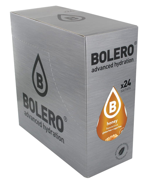 Bolero Sabor Miel, caja de 24 sobres. Una bebida instantánea sin azúcar, con Stevia y Vitamina C, que captura el dulzor natural de la miel en un refresco bajo en calorías. Bolero - pack