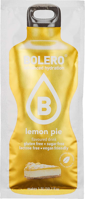 Bolero Sabor Tarta de Limón, pack de 24 sobres de 9g. Bebida en polvo sin azúcar para un refresco bajo en calorías con el delicioso sabor de tu postre favorito y Vitamina C. Bolero - detalle