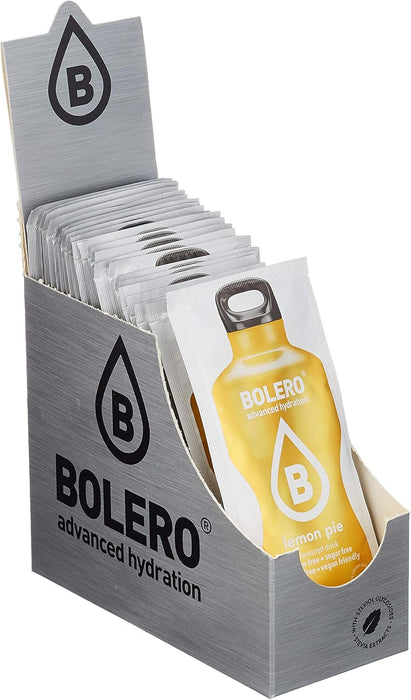 Bolero Sabor Tarta de Limón, pack de 24 sobres de 9g. Bebida en polvo sin azúcar para un refresco bajo en calorías con el delicioso sabor de tu postre favorito y Vitamina C. Bolero - pack