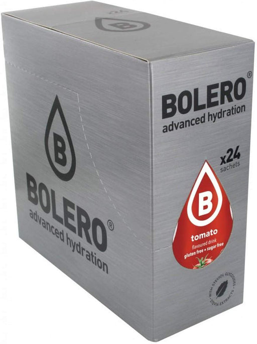 Bolero Sabor Tomate, pack de 24 sobres de 9g. Bebida instantánea sin azúcar para un refresco salado y bajo en calorías, ideal como aperitivo o base para sopas frías. Bolero - frontal
