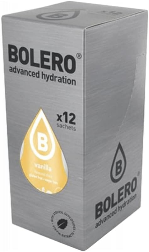 Bolero Sabor Vainilla, pack de 12 sobres de 9g. Bebida en polvo sin azúcar para un refresco bajo en calorías con el delicado sabor a vainilla, con Vitamina C y Stevia. Bolero - frontal