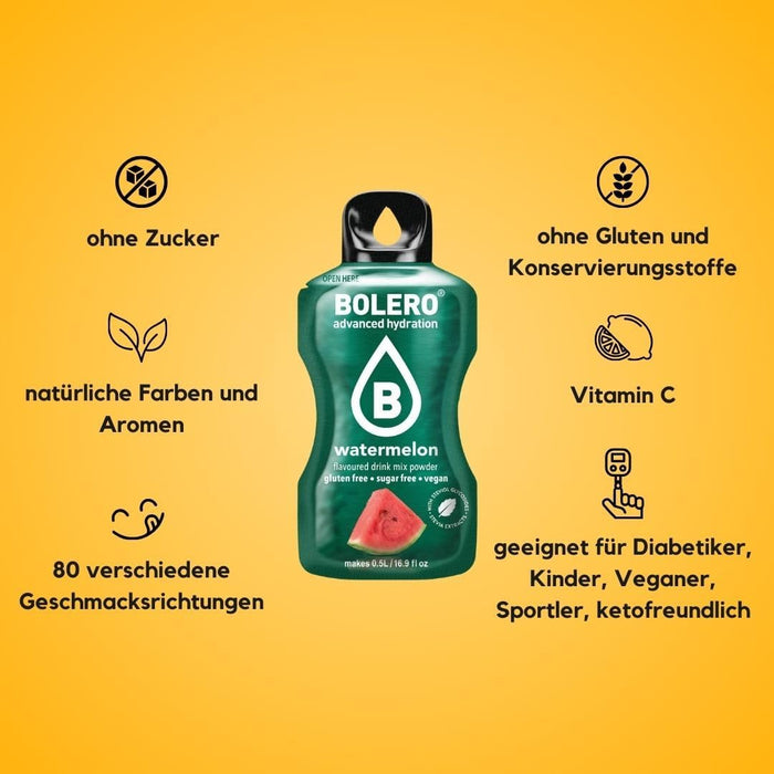 Bolero Sabor Yuzu, pack de 24 sobres de 3g. Bebida en polvo sin azúcar con el exótico sabor del cítrico japonés, con Stevia, Vitamina C, vegana y sin gluten. Bolero - zoom