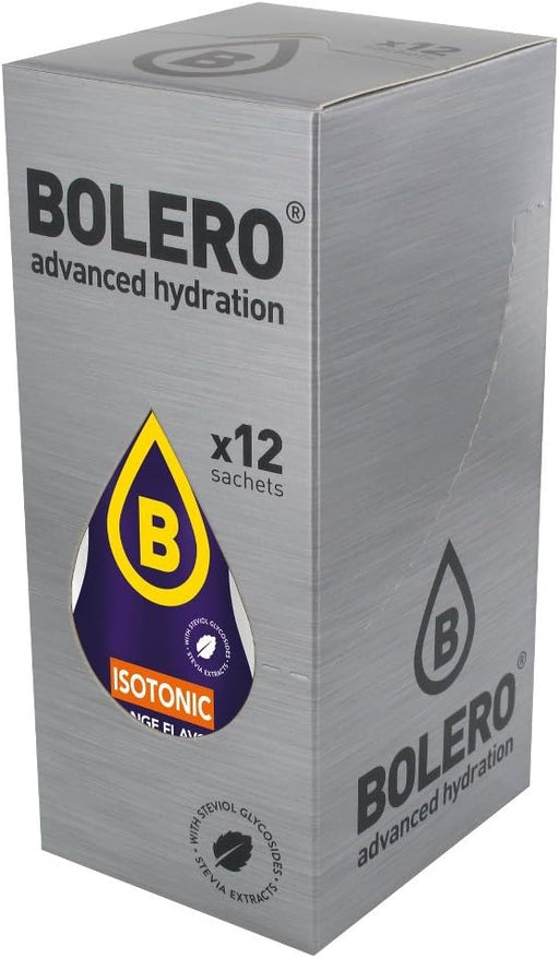 Bolero Sport Sabor Naranja, Caja de 12x9g. Bebida isotónica en polvo sin azúcar con Stevia y minerales para una hidratación avanzada y un rendimiento deportivo óptimo. Bolero - frontal