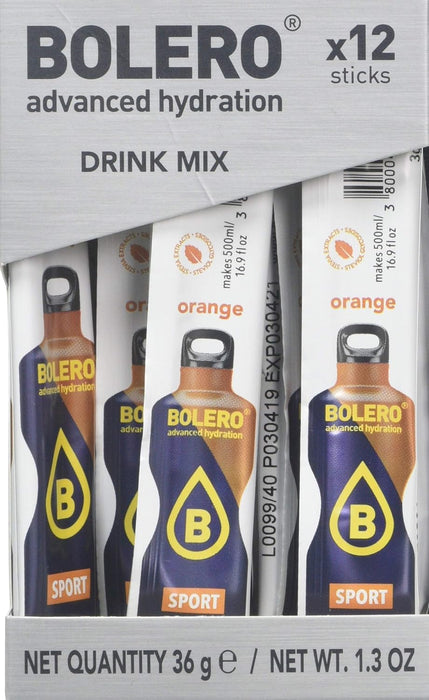 Bolero Sticks Bebida Instantánea Sabor Limón, Pack de 12x3g. Preparado en polvo sin azúcar, bajo en calorías y con Stevia para una hidratación refrescante y saludable. Bolero - lateral