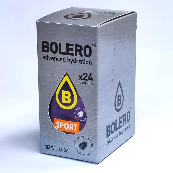 Bolero Sticks Bebida Instantánea Sabor Sport, Caja de 24x3g. Refresco en polvo sin azúcar, con Stevia, Vitaminas y Minerales. Ideal para deportistas y una hidratación avanzada. Bolero - frontal