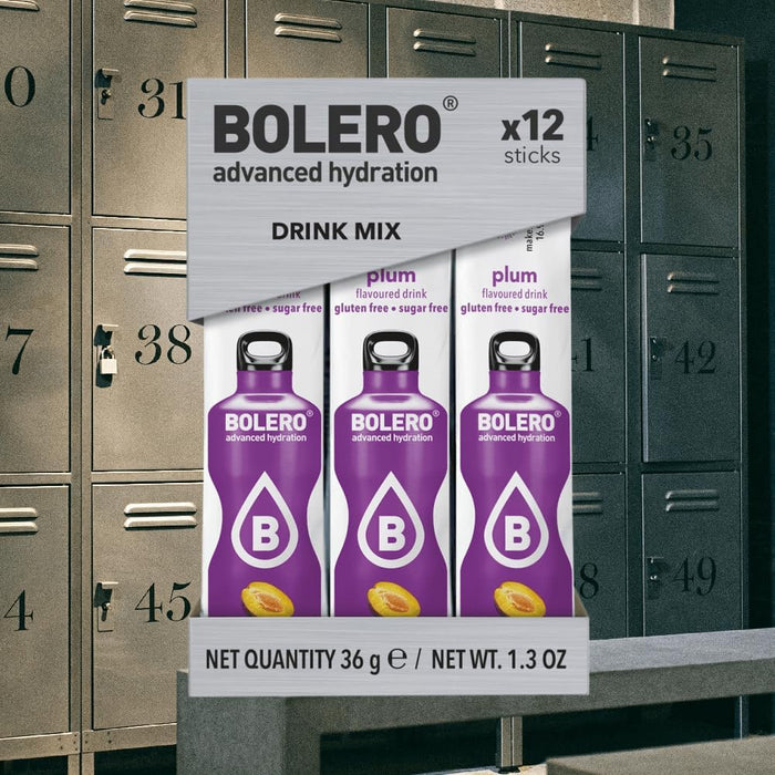 Bolero Sticks, pack de 12 sobres de 3g para una hidratación deliciosa. Bebida en polvo sin azúcar y sin calorías, con Vitamina C y Stevia. El refresco ideal para deportistas y dietas. Bolero - presentacion