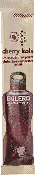 Bolero Sticks Sabor Cereza y Cola, Caja de 12x3g. Bebida instantánea sin azúcar, baja en calorías y con Stevia para una hidratación avanzada con un delicioso sabor. Bolero - pack
