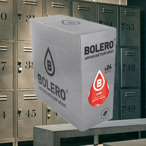 Bolero Sticks Sabor Chile, Caja de 12x3g. Bebida en polvo sin azúcar, baja en calorías y con Stevia para una hidratación avanzada con un delicioso y atrevido sabor picante. Bolero - pack