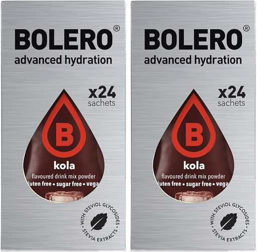 Bolero Sticks Sabor Cola, Mega Pack de 48x3g. Bebida instantánea en polvo sin azúcar con Stevia, ideal para llevar y preparar tu refresco bajo en calorías en cualquier lugar. Bolero - frontal