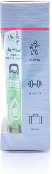 Bolero Sticks Sabor Flor de Saúco, Caja de 12x3g. Bebida en polvo sin azúcar, baja en calorías y con Stevia para una hidratación avanzada con un delicioso y único sabor floral. Bolero - detalle