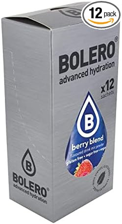 Bolero Sticks Sabor Frutos del Bosque, Caja de 12x3g. Bebida hidrosoluble sin azúcar, con Stevia y Vitamina C para una hidratación refrescante y saludable. Bolero - frontal
