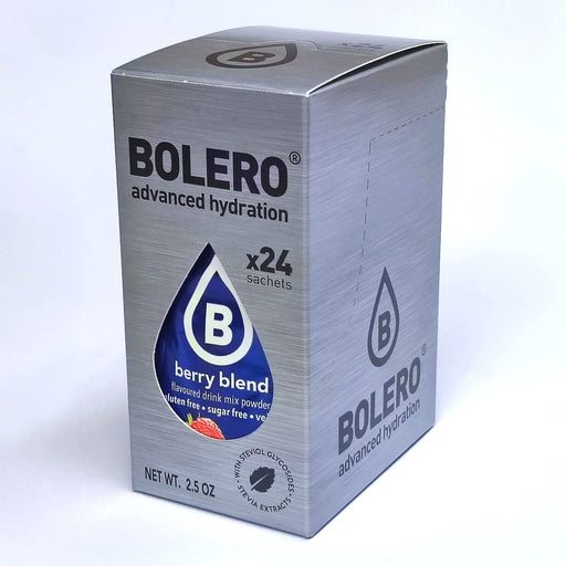 Bolero Sticks Sabor Frutos del Bosque, Caja de 24x3g. Bebida en polvo individual sin azúcar y con Stevia, ideal para tu botella de agua y para llevar a cualquier parte. Bolero - frontal