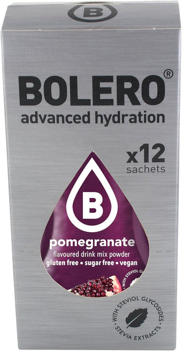 Bolero Sticks Sabor Granada, Caja de 12x3g. Bebida en polvo sin azúcar, baja en calorías y con Stevia para una hidratación refrescante y saludable. Bolero - ingredientes