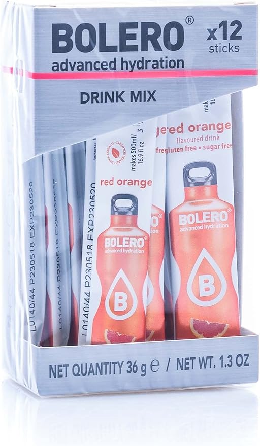 Bolero Sticks Sabor Grosella Negra, Caja de 12x3g. Bebida en polvo sin azúcar, baja en calorías y con Stevia para una hidratación refrescante y saludable. Bolero - frontal