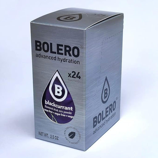 Bolero Sticks Sabor Grosella Negra, Caja de 24x3g. Bebida en polvo soluble sin azúcar, con Stevia y Vitaminas. Ideal para llevar, sin gluten, sin lactosa y bajo en calorías. Bolero - frontal