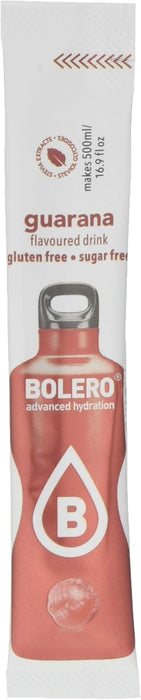 Bolero Sticks Sabor Guaraná, Caja de 12x3g. Bebida instantánea sin azúcar, baja en calorías y con Stevia para una hidratación avanzada con un delicioso sabor. Bolero - lateral